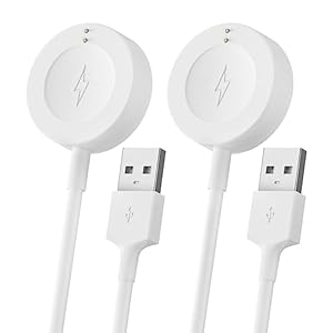 2-Pack Charger for Fossil Gen 6 Gen 5 Gen 5E Gen 4 Smartwatch Charging Cable Cord for Emporio Armani, Skagen falster 2, Misfit Vapor 2, Diesel Guard 2.5, Michael Kors Runway 3.3Ft/1M White