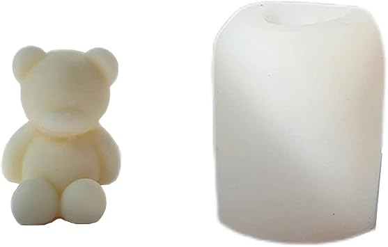 Sitting Cub Bear Silicone Mold Soap Epoxy Resin Animal Wedding Candle Mould | Chubby bear body design, elastic non-stick silicone, heat resistant, easy release for tiny romantic table decorative figurine
