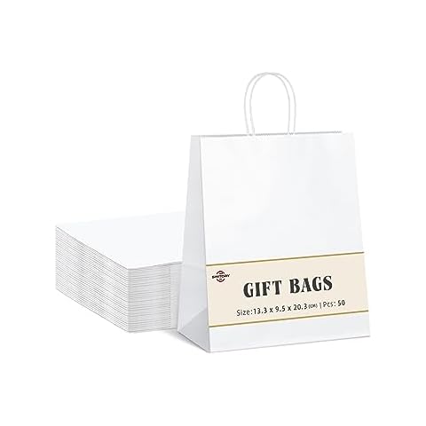 Switory 50pc White Kraft Gift Bags Cover