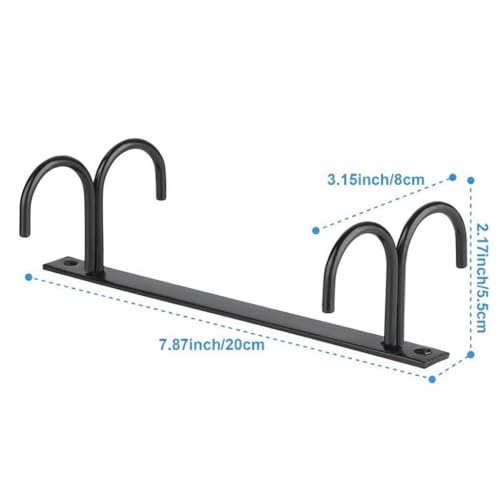 Image of Under Cabinet Mug Rack - 8 Hook Coffee Cup Holder, Under Shelf Hanging Mug Organizer for Kitchen, Bar & Utensils, Space Saving Metal Rack (Black)