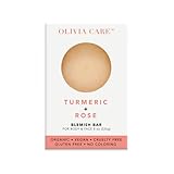 Olivia Care Blemish Bar Soap Packed with Organic Olive Oil, Turmeric, and Rosebuds to Cleanse and Hydrate the Body and Face 8 oz (Turmeric + Rose)