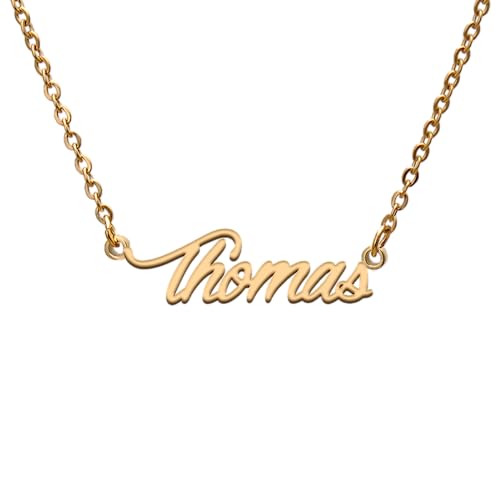 GR859C Thomas Name Tag Necklaces for Her His Friends Familys Relationship Memory Jewelry Gift