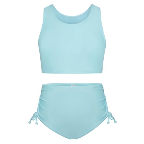 Image of GRACE KARIN Girls Bathing Suit Adjustable Taniki Swimsuit Tie Front 4 Piece Bikini Set with Kimono Cover Up 6-14