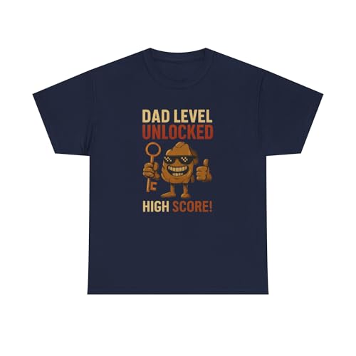 Mens -Dad Level Unlocked T-Shirt | Fatherhood Gaming Tee, High