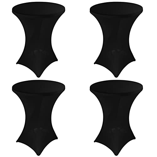 Image of 4 Pack Spandex Stretch Table Cover - 32x43 Inch Square Corners, Fitted High Top Tablecloth for Cocktail, Bar, Weddings, Banquet, Outdoor Party (Black)