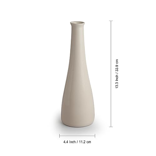 Image of ExclusiveLane 'Minimalistic Elevated' Ceramic Flower Vase for Home Decor Flower Vase for Living Room (Handglazed Studio Pottery, 13.3 Inches) | Ceramic Flower Vases for Home Decoration