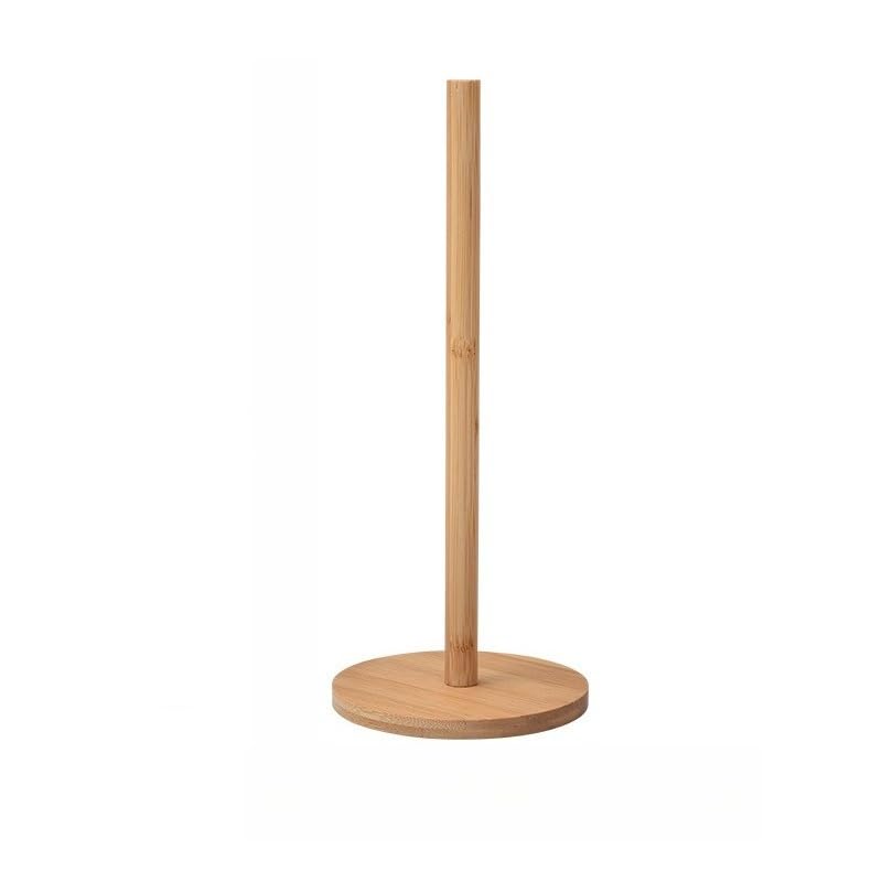 Wooden Paper Towel Holder with Cling Film Rack Oval Kitchen Countertop Roll Dispenser Desktop Tissue Organizer for Food Wrapping & Home Cooking (Single)