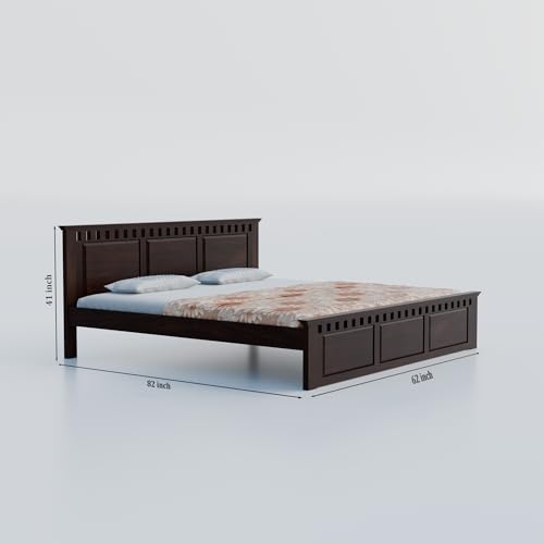 Image of AADITYA WOODS Solid Sheesham Wood Queen Bed Cot Without Storage | Wooden Bed for Bedroom | Multipurpose Use Cot Palang Diwan (Walnut q1, Queen) (82x62x41 inch)