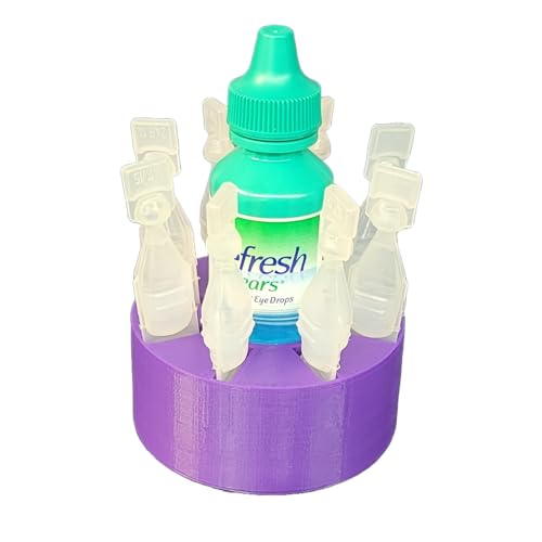 Image of Znet3D Eye Drops Holder - Organizes 8 Single-use Disposable Vials & 1 Eye Drop Bottle - Keep everything together (Purple)