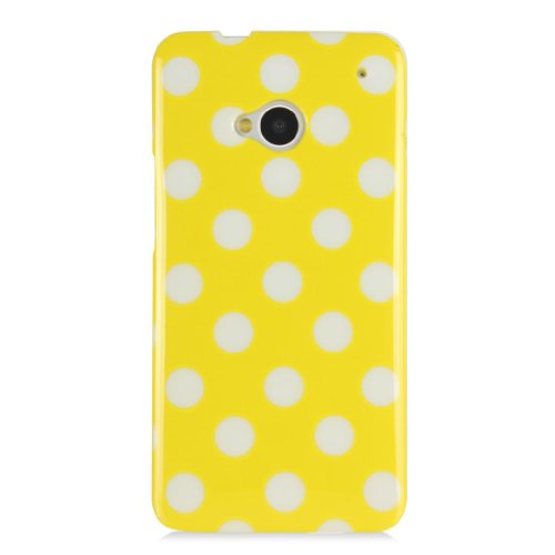 Gadgetsevil Jelly Mercury TPU Rubber Skin Slim Polka Dot Case for HTC ONE M7 (Yellow)