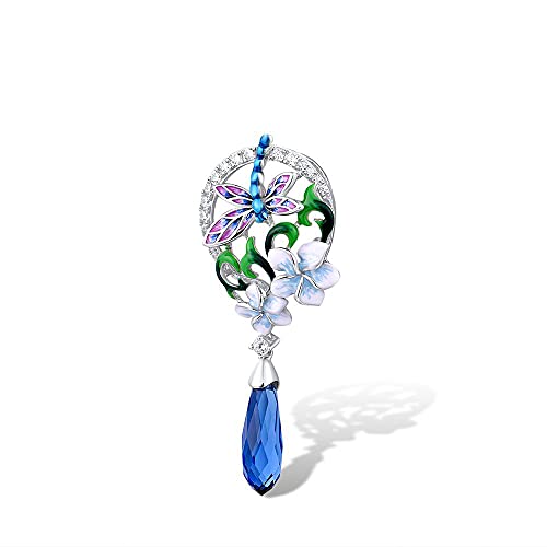 Pendentifs pour femmes émail fait main fleur libellule - 4