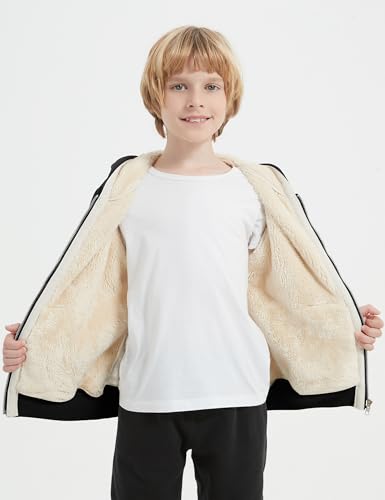 Image of Kids Sherpa Lined Zip Up Hoodie Winter Warm Fleece Jacket 4-15Y