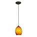 Brandy FireBird Glass Pendant - 1-Light Pendant - Cord - Fluorescent - Oil Rubbed Bronze Finish - Amber Sky Glass Shade
