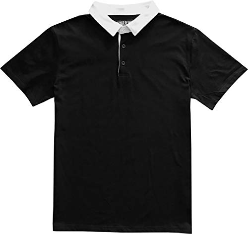 Kings Of NY Solid Mens Short Sleeve Sports Polo Rugby Shirt Large Black