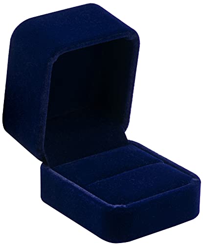 POKOFO Schmuck-Etui für Ring 50 x 60 x 45 mm Samt Ring-Box Schachtel Schatulle Geschenk-Verpackung (Blau)