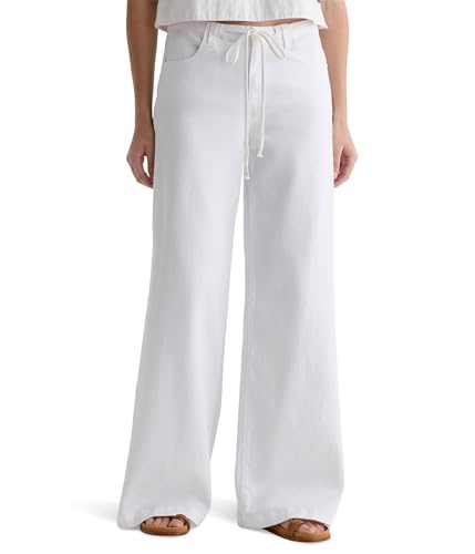AG Women's Stella Mid-Rise Cinched Wide Leg Palazzo in White