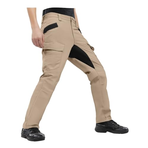 Generisch Pantalones cargo de camuflaje para hombre: pantalones de trekking con muchos bolsillos, pantalones holgados para exteriores, resistentes a la abrasión, pantalones de escalada ligeros