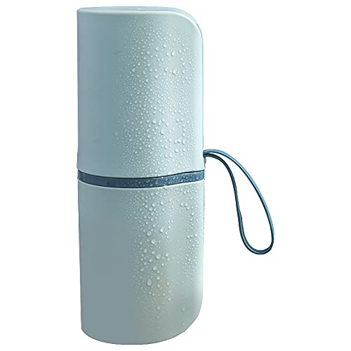 Fortuna Mille Toothbrush Cup Portable Toothbrush Holder Multifunction Travel Cup Organizer Toothbrush Case and Carrier for Bathroom School Business Trip (Light Blue)