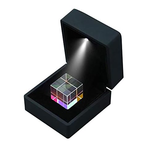 Dedeka 20mm/23mm Square Cube Prism With Light Box, Optical Glass Prism RGB Dispersion Prism X-Cube,Color Prism Square Prism, for Physics Teach Decoration Art Cover