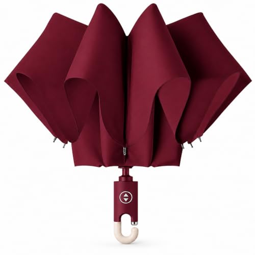 Image of Zemic UV Reversible Umbrella with Novelty Carabiner Handle, Travel-Friendly Umbrellas for Sun & Rain Protection, Windproof Compact, Automatic Open /Close, 8 Dual Ribs, Portable Umbrella for Men and Women