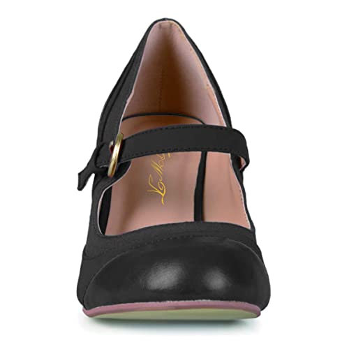 FOWT Women Vintage Mid Kitten Heel Mary Jane Pumps Classic Round Toe Buckled Slip On Dress Party Prom Shoes Size 4-15 M US2