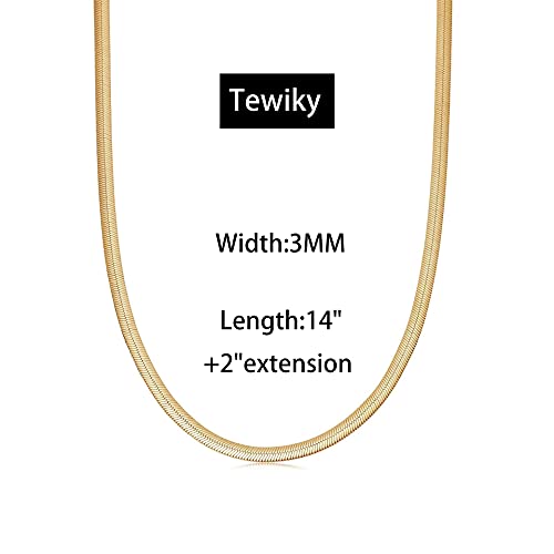 Image of Tewiky Layered Necklaces for Women 14k Gold Plated Chain Necklace Set