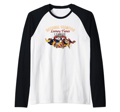 Looney Tunes American Football Raglan Baseball Tee, Black