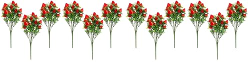 Image of DOITOOL 6Pcs Simulated Strawberry Plant Decor 10.5 inch Long Stem Strawberry Branches, Artificial Plants Fake Berry Stem Artificial Fruit Bouquet for Flower Arrangement (Pack of 2)