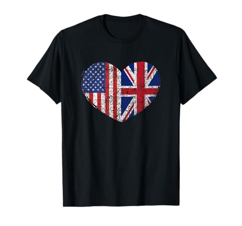 USA United Kingdom Heart - Dual Citizenship Flag Gift Idea T-Shirt