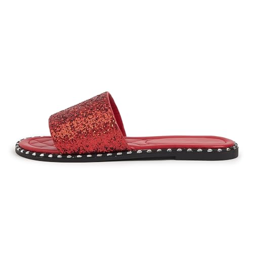 Image of Women's Open Toe Flat Sandals Rhinestone Glitter On Casual Fashion Slippers Quick Drying Indoor & Outdoor Slides