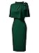 AISIZE Women's Vintage 1940s Half Collar Batwing Cape Party Pencil Dress Medium Dark Green