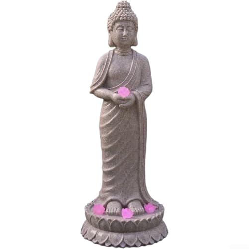 Image of for solar Powered Buddha Statue Resin Garden Light Ornament(B)