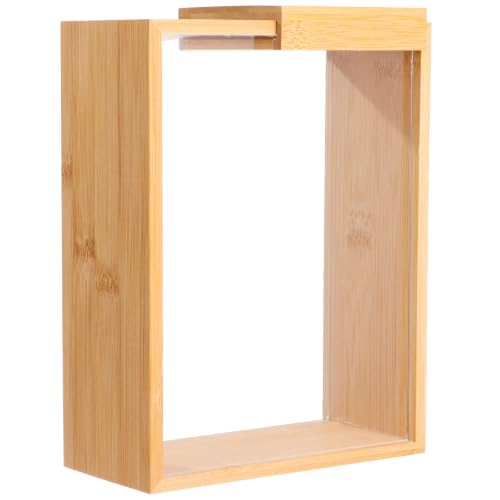 Image of Wooden Cereal Storage Boxes, 8.7 x 6.8 x 3.1 in Dry Food Dispenser with Slide Lid, Visible Window, Wood Food Storage Container for Kitchen, Pantry Organization