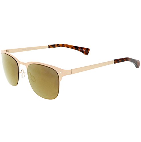 zeroUV - Sleek Metal Semi Rimless Color Mirror Square Lens Horn Rimmed Sunglasses 48mm3