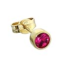 Lieferumfang: 1 Stück NKlaus Einzel Ohrstecker Gold 333er 8 Karat 4,50mm rote synth. Rubin Damen Herren Kinder 6710