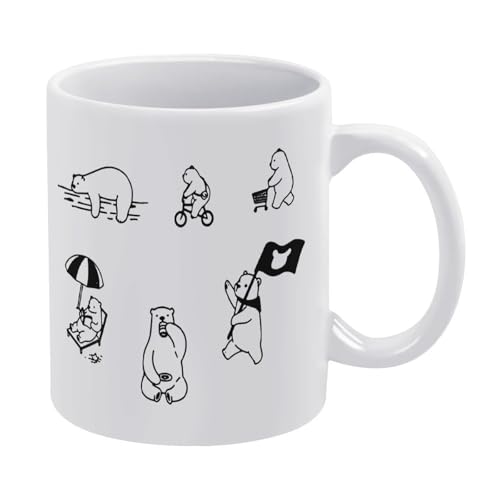 マグカップ おしゃれ ポーラーベア 白くまの日常の活動 趣味 コーヒーカップ 陶器 丈夫 マグ カップ 食器 直径8.2×高さ9.6cm 330ml 軽い 気軽に使える コーヒーマグ インテリア アウトドア 綺麗 ジュース お茶 新生活 雑貨 台所 飲食店