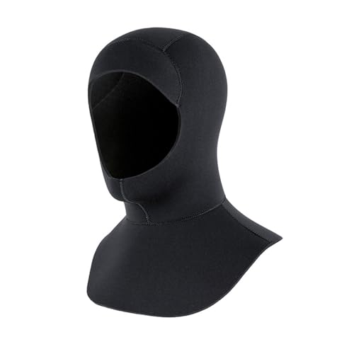 BaronHong Wetsuit Hood 3mm 5mm Thermal Neoprene Diving Hood Wetsuit Hat Cap(black-5mm,L/XL)