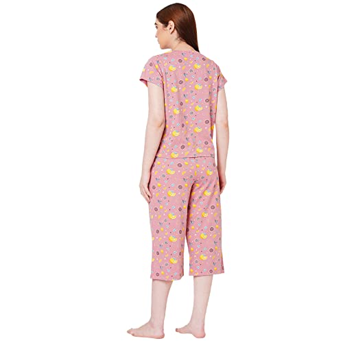 Image of Sweet Dreams Women Printed Round Neck Short Sleeve Cotton Rich Capri Set