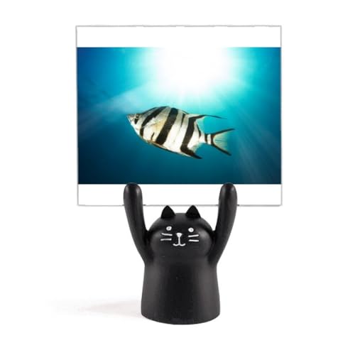 Porte-mémo chat noir poisson tropical figurine décoration bureau support mémo original
