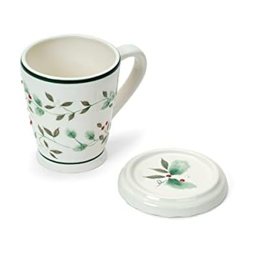 Pfaltzgraff Winterberry 12-Ounce Covered Stoneware Mug with Stainless-Steel Tea Diffuser