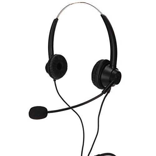 Tomantery Auriculares para Teléfono Comercial para PC, con Enchufe Dual de 3,5 Mm, Auriculares Binaurales con Reducción de Ruido para Centro de Llamadas para Oficina de Servicio Al Cliente - Negro