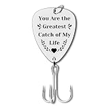 Boyfriend Fishing Hook Lure Valentines Day Gift for Boyfriend Girlfriend Husband Fisherman Birthday Anniversary Jewelry Fishing Lover Gift for Men Christmas Wedding Present for Groom Bride