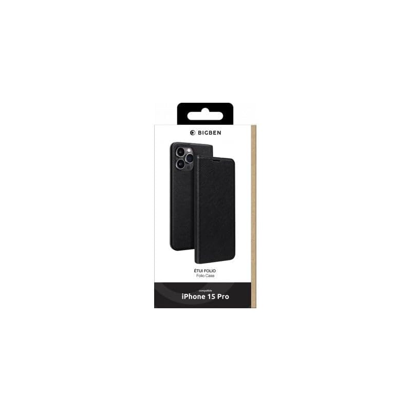 Folio iPhone 15 Pro stand etui de protection stable noir - 3