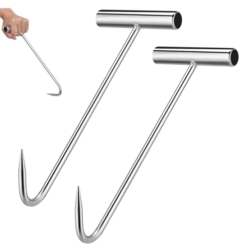 NAMOARLY 2pcs Pull Hook for Lifting Manhole Outdoor Manhole Hook Manhole Lifting Tools Lid Hook Heavy Duty Lifting Hook Chain S Hook Well Cover Hook Manhole Cover Lifter Tool Iron Silver