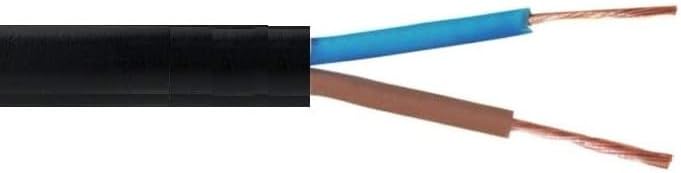 3182Y Round 2 Core Flexible PVC Cable, 0.75MM 1MM 1.5MM Black Copper Flex - Ideal for AC or DC Devices - Basec Approved - All Lengths and Sizes (5 Meters, 1mm)