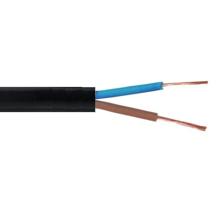 3182Y Round 2 Core Flexible PVC Cable, 0.75MM 1MM 1.5MM Black Copper Flex - Ideal for AC or DC Devices - Basec Approved - All Lengths and Sizes (5 Meters, 1mm)