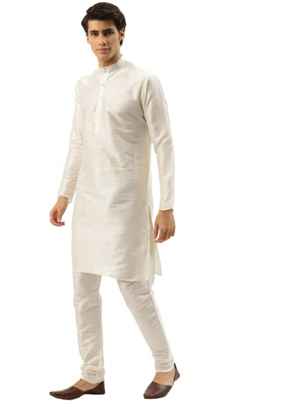 Image of SOJANYA (Since 1958, Men's Silk Blend Grey Kurta Pyjama & Silk Blend Jacket Combo