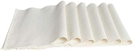 Nicola Spring Ribbed Rectangular Cotton Dining Table Placemats - 48 x 33 cm - Cream - Pack of 6