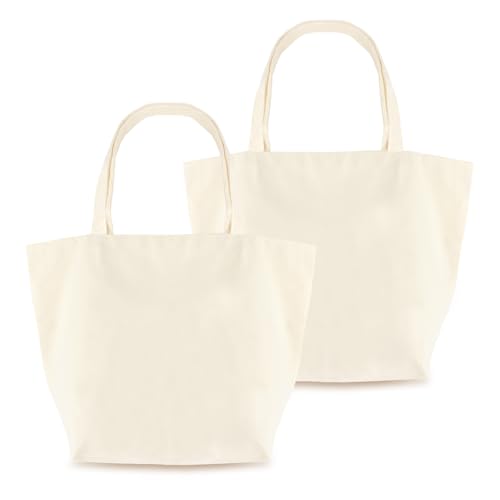 YiliYa 2 Pcs Vegan textil Bolsa, Bolsa De Yute, Bolsas para la Compra Sostenibles, Ecológicas y Reutilizables con Asas Cortas, Bolsas De Tela Para Pintar, Beige, 35 x 45cm