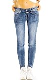  Hüftige Röhrenjeans Destroyed Hüftjeans im Slim Fit Stretchhose SkinnyJeans - Damen - j25k-2 (DE/NL/SE/PL, Alphanumerisch, M, Regular, Regular, blau)
